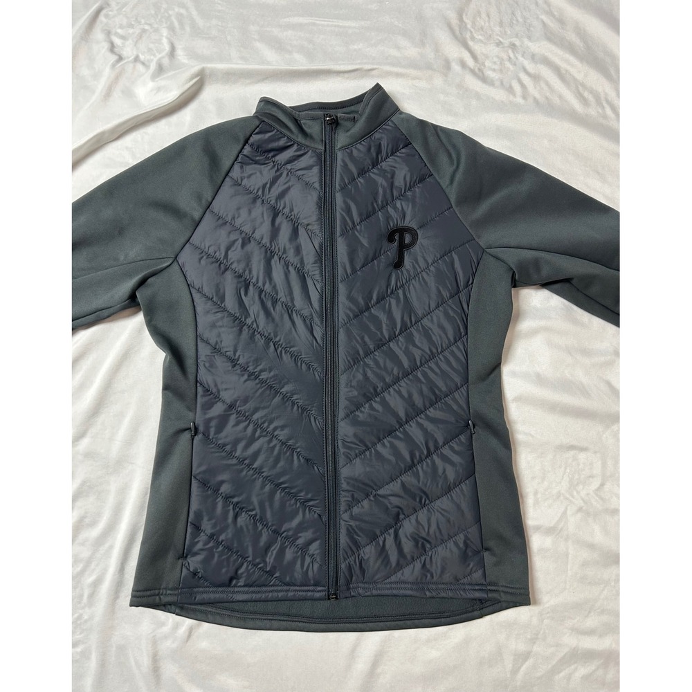 Antigua Philadelphia Phillies MLB Hybrid Quilted Full Zip Jacket Gray Womens S - Picture 7 of 15